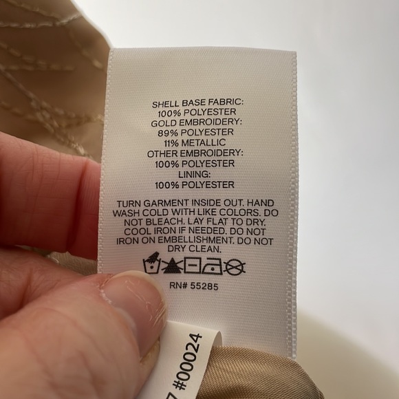 NWT Express Tan Blouse with Metallic Thread and Button Down Back - Size Large - Picture 13 of 14